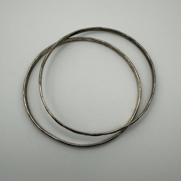 Mexico Sterling Bangle Bracelets (Set of 2) — Stamped “MEXICO 925”, 8.25" — 14g - Picture 3 of 6